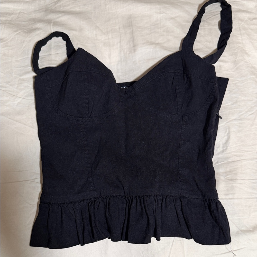 Zara linenBlack Sleeveless Women's Top